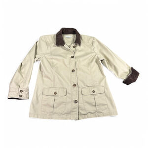 Christopher & Banks Chore Coat Womens LARGE Brown Corduroy Barn Work Outdoor